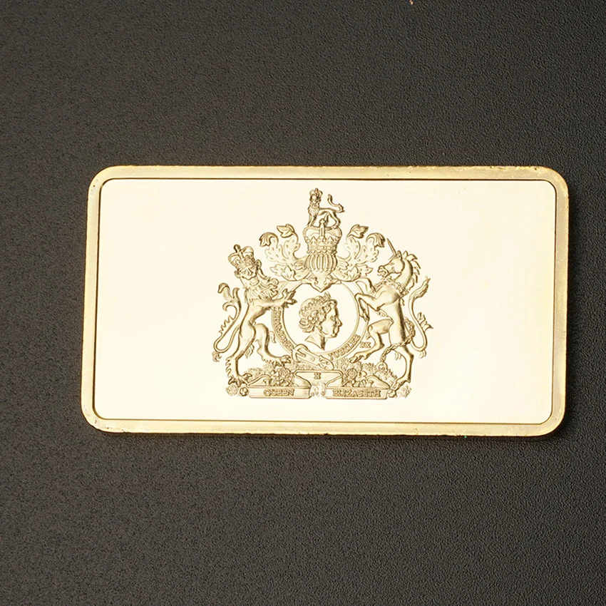 

Replica Coins United Kingdom Royal Family Gold Bar Plated Queen Elizabeth II Crown Coins Rectangle Coins