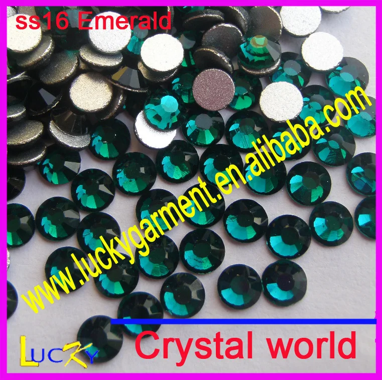 

Size ss3-ss34 available Super shiny crystal emerald color flat back non hotfix rhinestones for nail art glue on