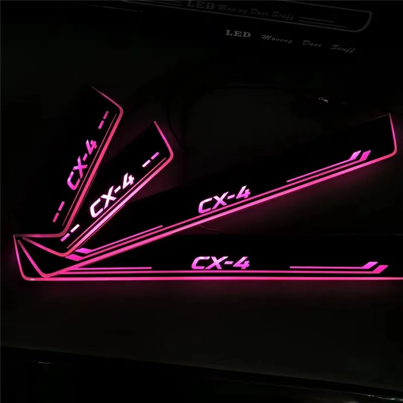

LED DOOR SILL PLATE LIGHTS moving door scuff Nerf Bars Running Boards entry guards covers fit for MAZDA CX4 CX-4 CAR DOOR PLATE