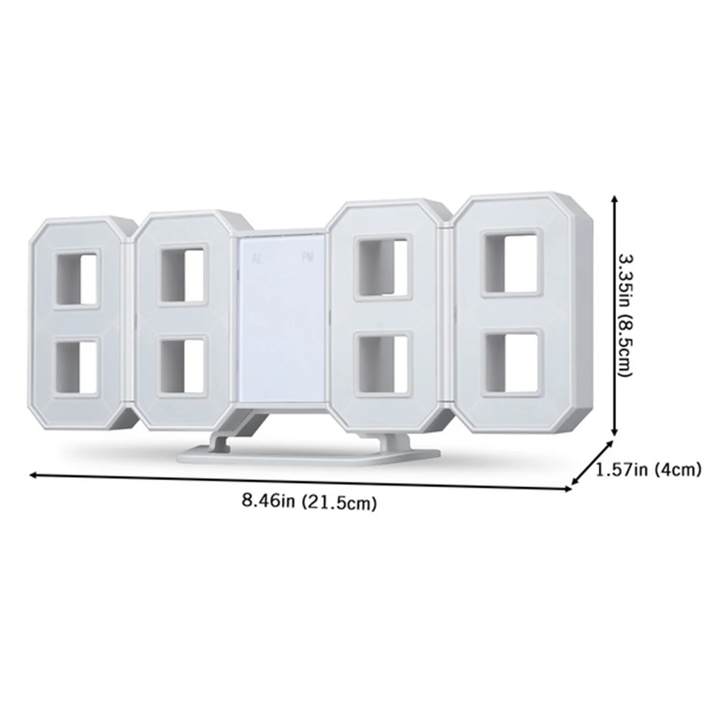 3D большой светодиодный настенные часы Цифровые часы с датой Цельсия ночник Дисплей настольные часы будильник из гостиной D30 - Цвет: White with White