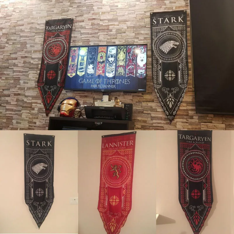 ديكور أعلام Lannister العلم المعيشة غرفة نوم لعبة من عروش حزب إمدادات البطولة لافتات مجموعة ليلة ووتش العلم