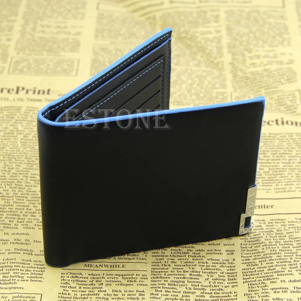 

THINKTHENDO 2016 Mina New E107 Men's Stylish Bifold Business Leather Wallet Card Holder Coin Wallet Purse Black-Y122