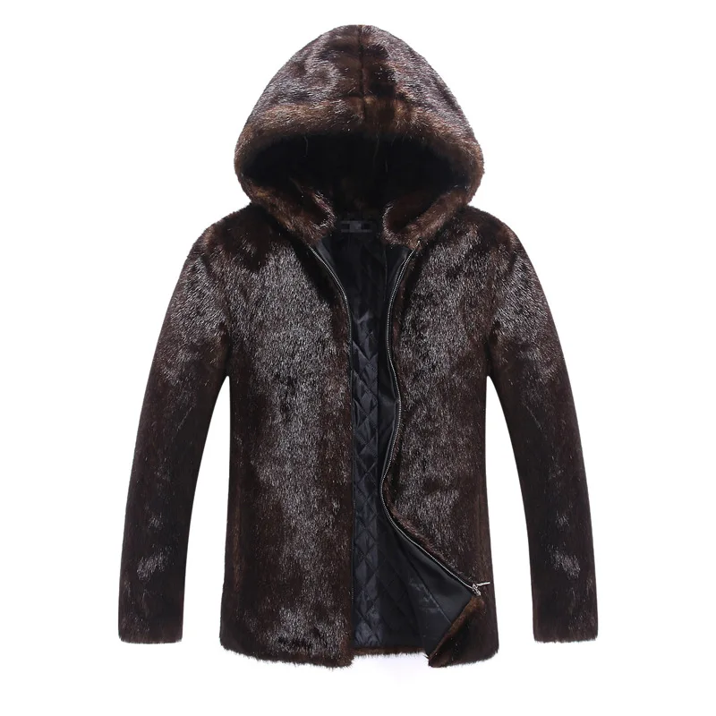 

S-6XL New Fashion Male Winter Clothing Men Faux Fur Coat Zipper Overcoat Winter Men High imitation Mink Fur Coat