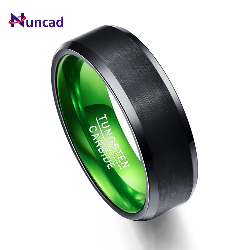 

Green Inner Ring Party Ring Scrub Flat Round Men Rings 100% Tungsten Carbide Couple Anillos para hombres Jewelry