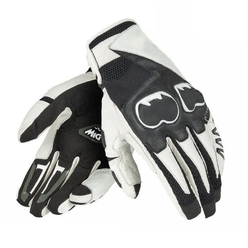 D Motorcycle Gloves Breathable Moto Retro Racing Gloves Genuine Leather