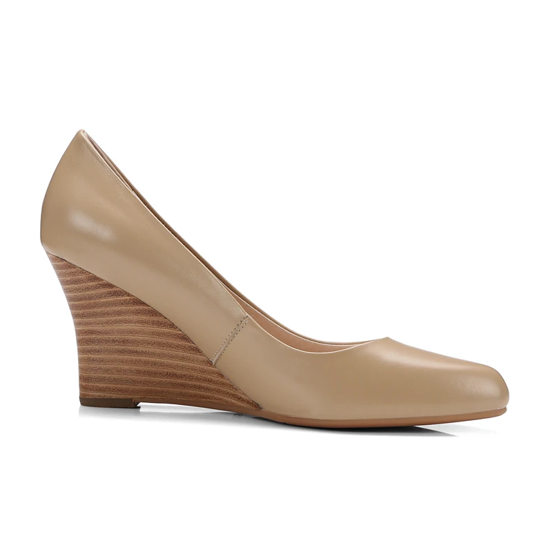 Oficina Beige Calidad Cuña Mujer Vaca Karinluna Bombas Negro Tamaño 39 Alto Cuero Zapatos De Alta Tacón negro Punta 34 wZqCqTF