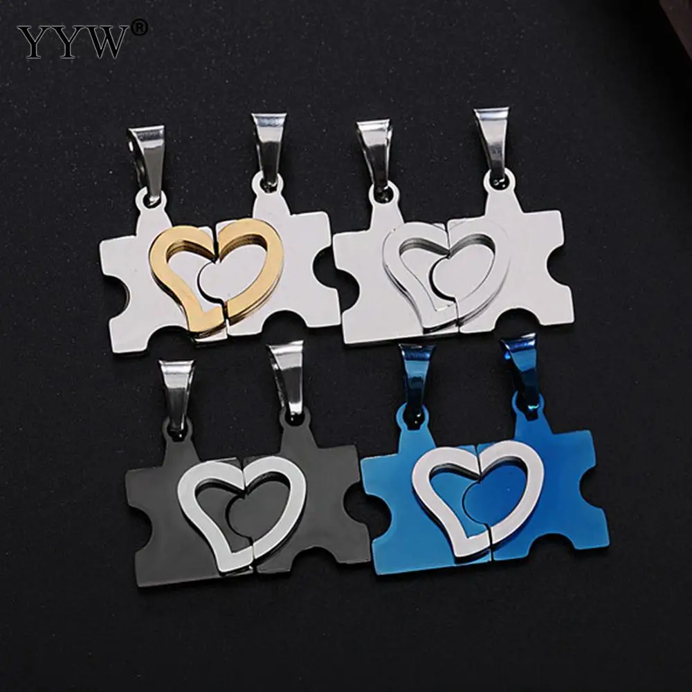 Couple Heart Love Necklace Lovers Couples Necklace Puzzle Puzzle