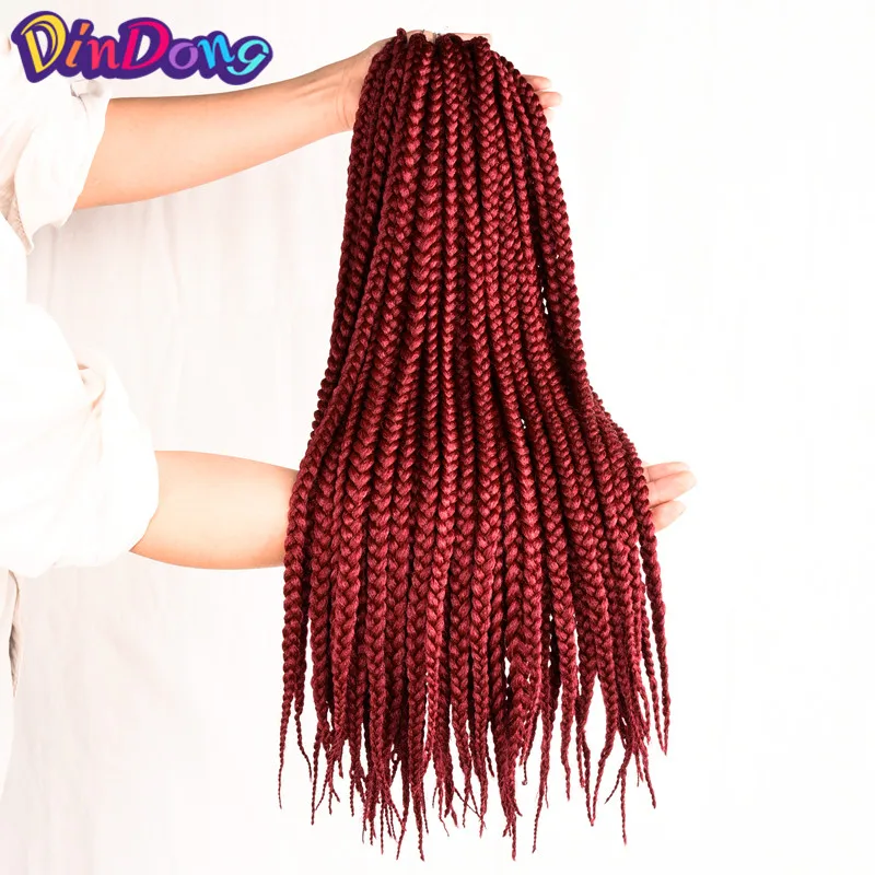 Hot Dindong 12 18 22 Medium Box Braids Crochet Hair Dindong 12 18 22 Medium Box Braids Crochet Hair Extensions Ombre Kanekalon Fiber Synthetic Braiding Bulk