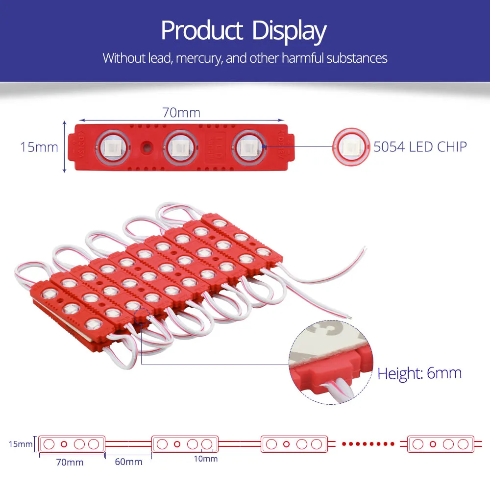 20 шт DC12V Светодиодный модуль SMD 5054 3 светодиодный s инъекций объектив IP65 Водонепроницаемый высокая яркость для световой короб для рекламы знак подсветкой