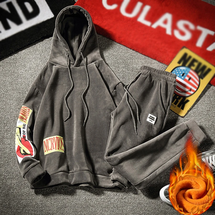 men's hooded tracksuit set