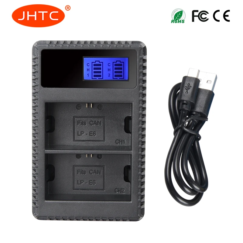 

JHTC LpE6 Lp E6 Dual Usb Charger Battery For Canon EOS 6D 7D 70D 60D 5D Mark III Mark II Mark 2 Lp E6 Battery Charger
