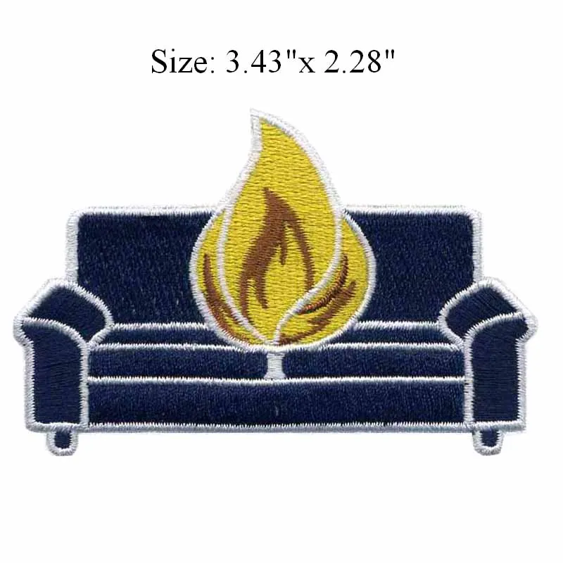 

Sofa with a fire 3.43"wide embroidery patch for patch cloth/USA/serie a patch