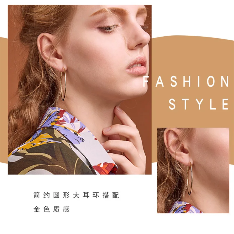 1 Pair Women Earrings Stainless Steel Rounded/Heart Shaped Smooth Big Large Earrings Hypoallergenic Jewelry 30-60mm - Image 6