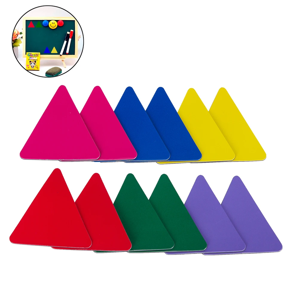 

12Pcs Creative Colored Triangles Fridge Magnets Novelty Whiteboard Office Supplies Soft Magnetic Stickers Rubber Magnet