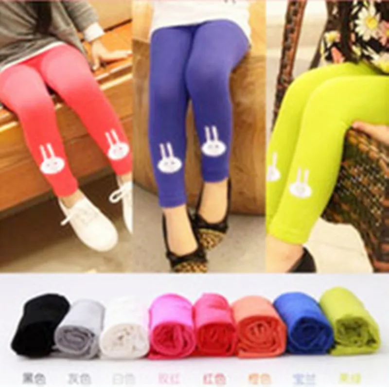 

2013 candy color rabbit head girls legging child trousers kids legging 5pcs/lot