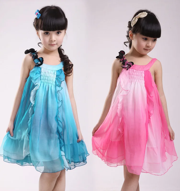 Korean fashion Girls summer dresses chiffon princess dress children