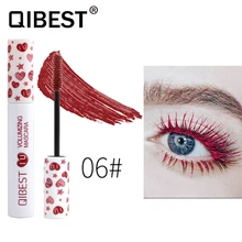 Qibest marka Sıcak satış Renkli Maskara Renk Ses Uzatma Curling Cosplay kirpik makyajı Fiber Su Geçirmez Kozmetik
