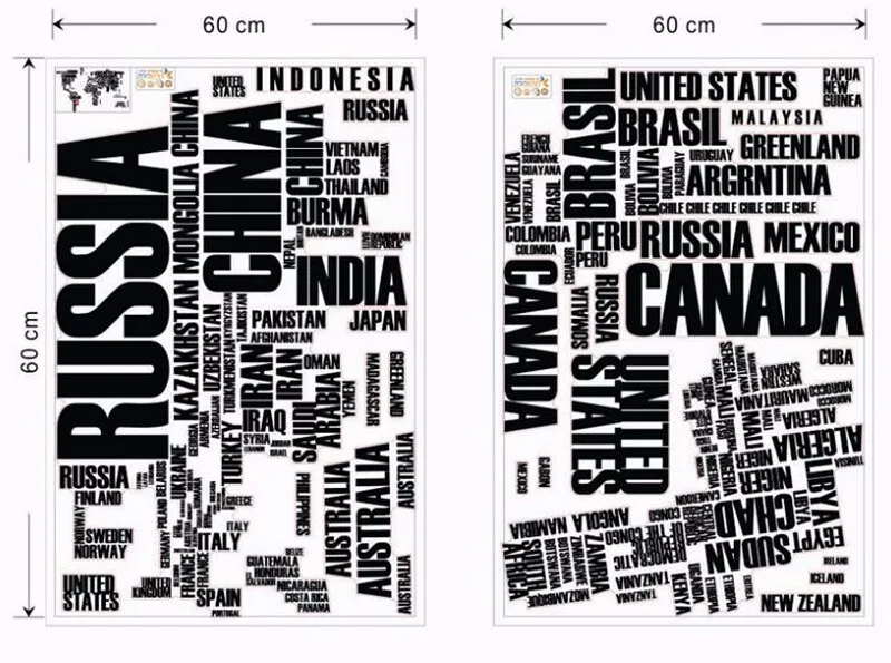 Большой мир Географические карты стран буквы названия образования Обои наклейки росписи Книги по искусству детей 116*190 см стены Стикеры текст Домашний Декор DIY