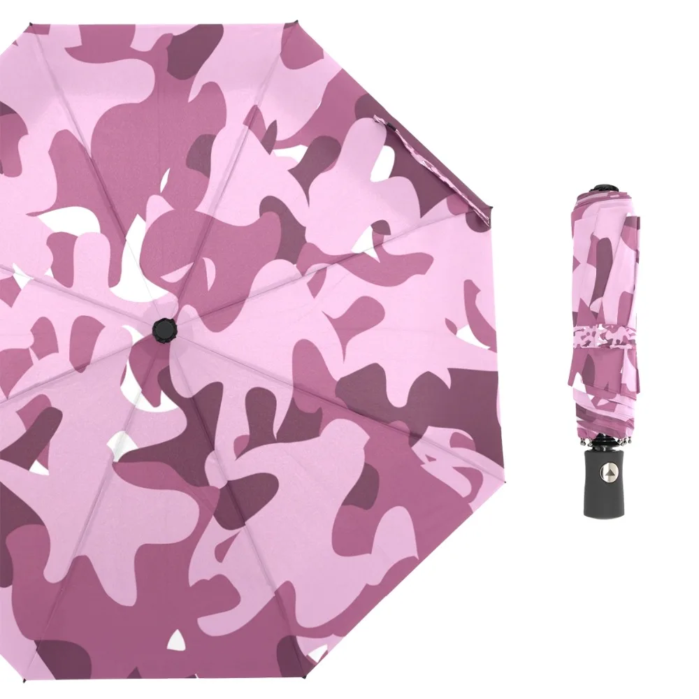 

Susino Army War Umbrella 8 Ribs Auto Open Manual Close Metal Pongee Three-folding Rain Umbrella GS0911 Pink