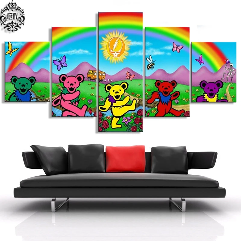 

Canvas Printed Painting 5 Pieces Grateful Dead Wall Art Poster Home Decor For Living Room Modern Artwork Pictures Cuadros Frame