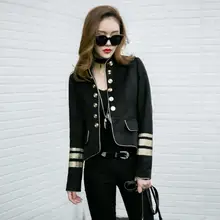 Hss0021 женский, черный двубортный пальто