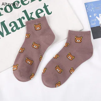 

Socks Women Bear Animal Printing Cartoon Sweet Kawaii Lovely Cotton Womens Soft Leisure High Quality Comfortable New Trendy