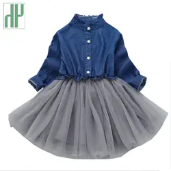 Детский костюм, кружевное платье Вечерние для маленьких девочек, голубое вечернее бальное платье принцессы, осеннее платье, одежда для