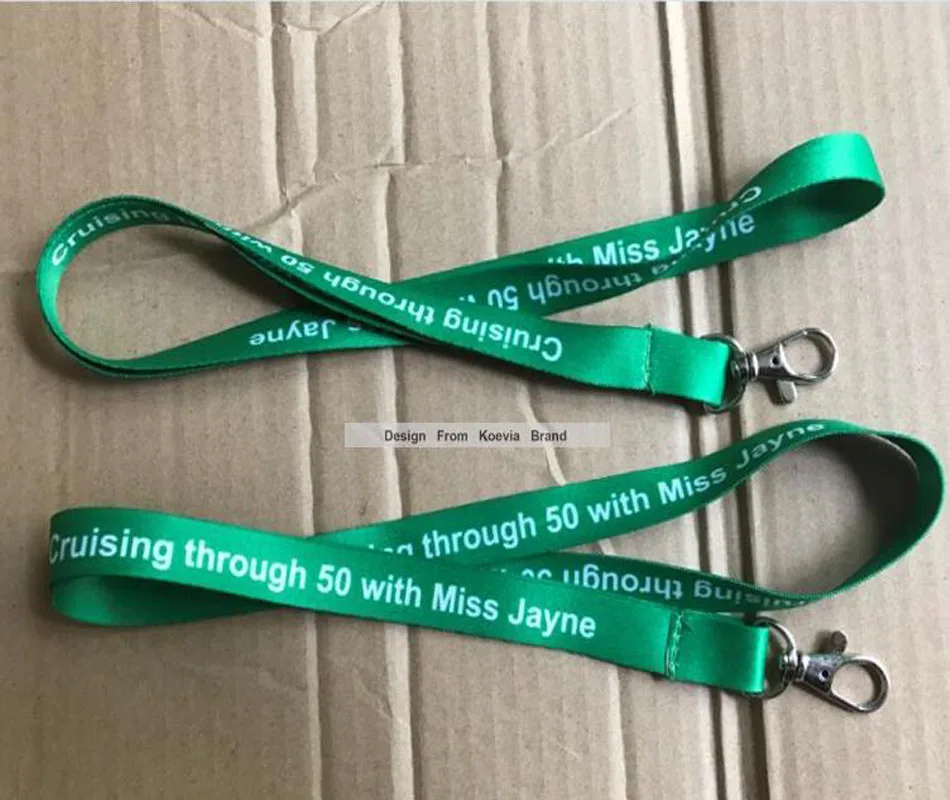 100pcs/lot Custom Green Polyester Neck Lanyard Birthday Anniversary