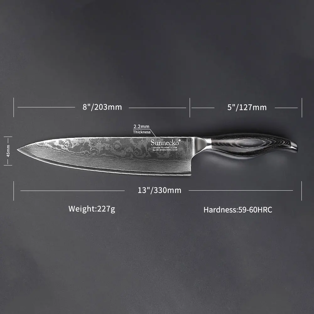 SUNNECKO дамасский нож хозяйственный santoku японский VG10 Сталь лезвие Кухня ножи Набор с