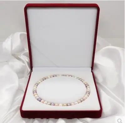  Bijoux close-8-9 collier rond de perles d'eau douce violet violet blanc naturel