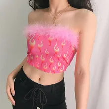 Женская майка с принтом, сексуальный светоотражающий Топ без косточек с пряжкой, укороченный женский топ без косточек, Женская майка