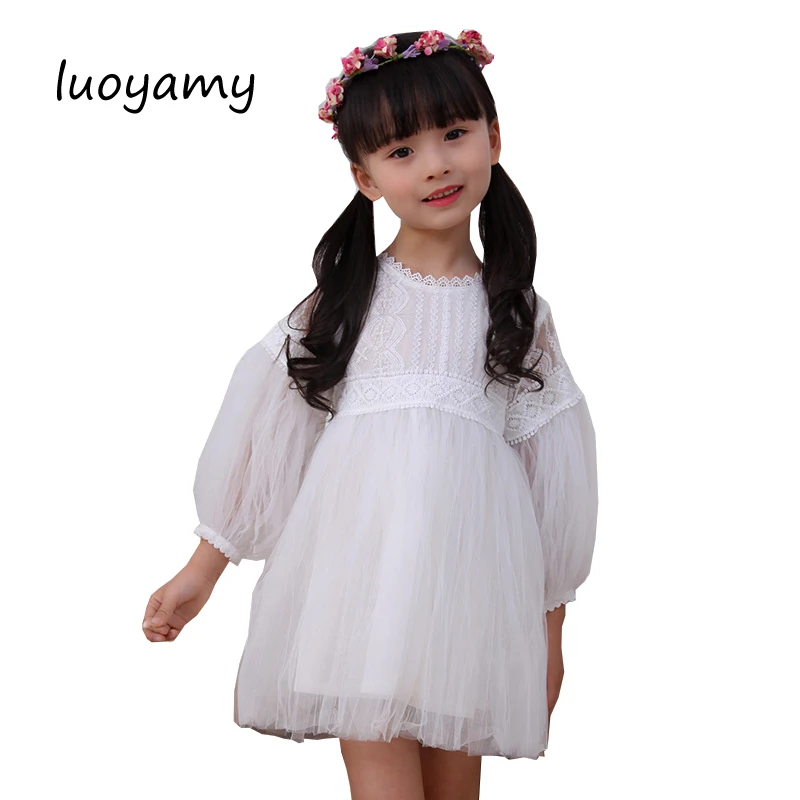 

luoyamy Spring Summer Baby Chiffon Lace Patchwork Dress Girls Zipper Dress Kids Graduation Gowns Children Clothing Prom Dresses