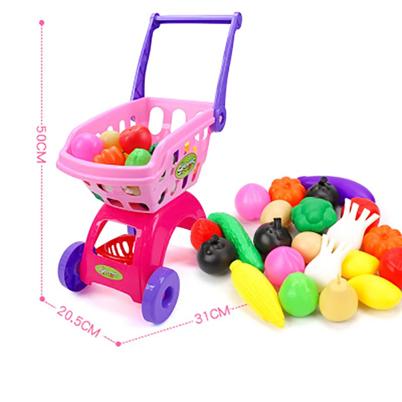 Simuliert Wagen Einkaufen Kinder Spielküche Plastik Trolley Tragbare Langlebig 