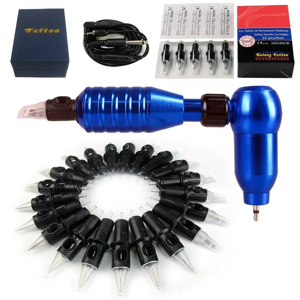 New 2 In 1 Rotary Tattoo Machine and Permanent Makeup Pen 50 Needle