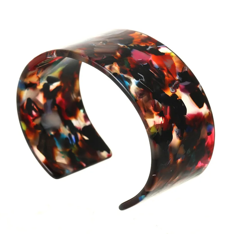 Модные открытые браслеты для женщин, винтажные леопардовые браслеты-манжеты из смолы с уксусной кислотой, элегантные женские украшения на руку - Окраска металла: EA796-3