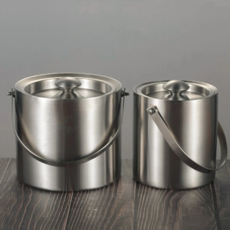 Large 2L/3L Insulated Double Walled Stainless Steel Ice Bucket With Lid For Party Bar KTV Ice Wine