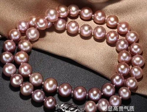 

Free Shipping >>>>> gorgeous AAA 10-11mm south sea round lavender pearl 18inch silver
