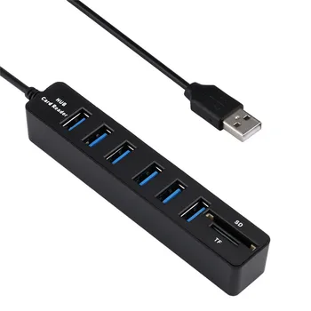 

USB Hub 2 in1 Combo Super Speed USB 2.0 6 Port Splitter HUB+USB Card Reader Jul20 Professional Factory Price Drop Shipping