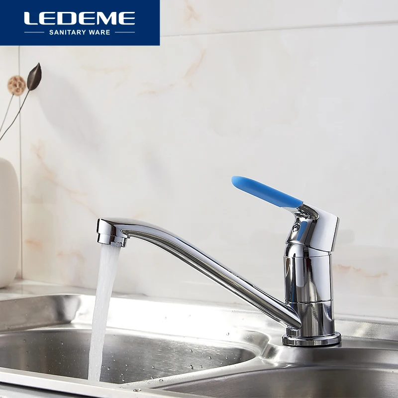 LEDEME Classic Style Kitchen Faucet Solid Brass Single Handle Cold and Hot Water Tap 360 Degree Rotation L4913