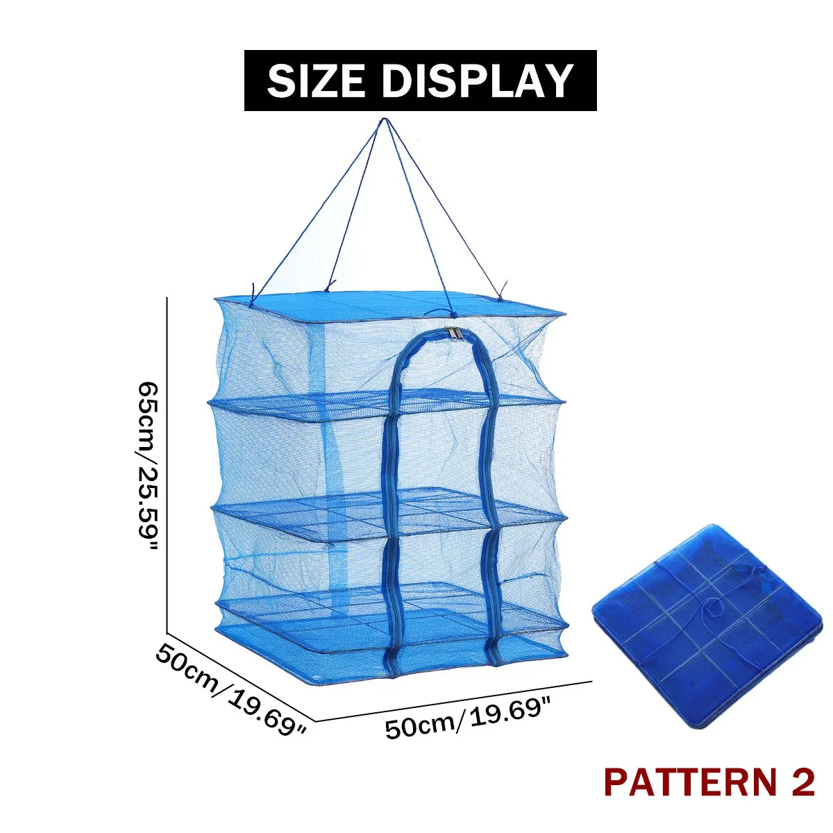 Séchage Stockage Rack net 4 Couche Herb Poisson Sèche-linge Maille Panier suspendu avec fermeture éclair