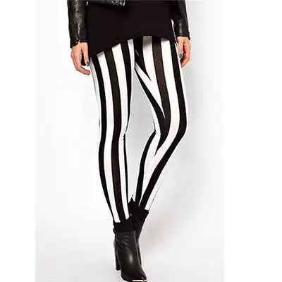 Женские легинсы в черно белую полоску Стрейчевые длинные полоску|leggings trousers|long