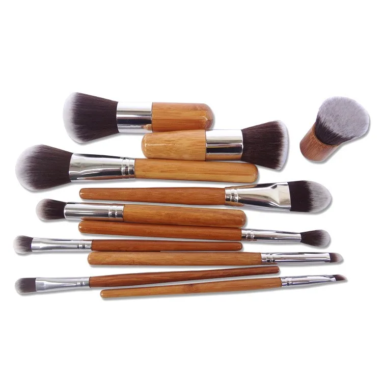 11 шт., профессиональные бамбуковые Кисточки для макияжа, набор теней для век Pinceaux Maquillage Foundation Blusher Kabuki Soft Brochas Maquillaje