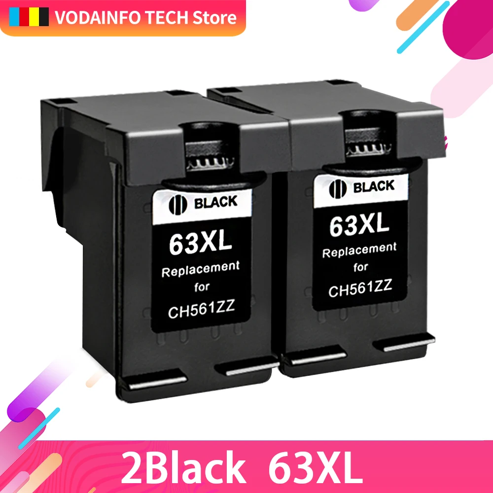 QSYRAINBOW 2 черный совместимый для hp 63 hp63 xl Officejet 4652 4655 ENVY 4522 3830 4650 DeskJet 1112 | Компьютеры и