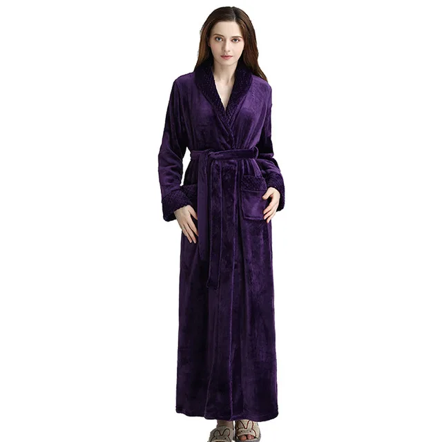 Осенняя и зимняя фланелевая сшитая Ночная рубашка Длинная Пижама для мужчин и женщин банный халат для ванной