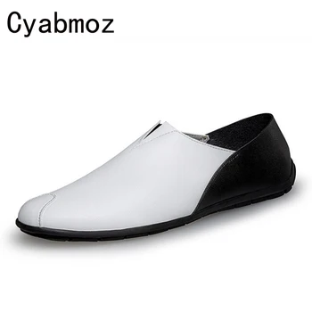 

new 2018 Fashion Leather Slip On Men Shoes Spring Summer Comfortable Casual loafers Driving Moccasins Shoes Lazy Flat Boat Shoes