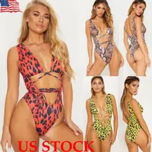Американский сексуальный женский леопардовый принт цельный Монокини для ванной пуш-ап Мягкий Леопард Wholeasle