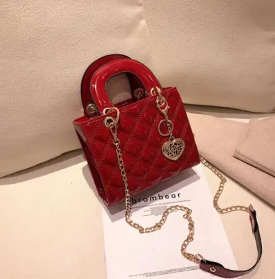 Роскошная брендовая сумка, модная новинка, высокое качество, лакированная кожа, женская дизайнерская сумка, на цепочке, сумка через плечо - Цвет: 18 CM Red