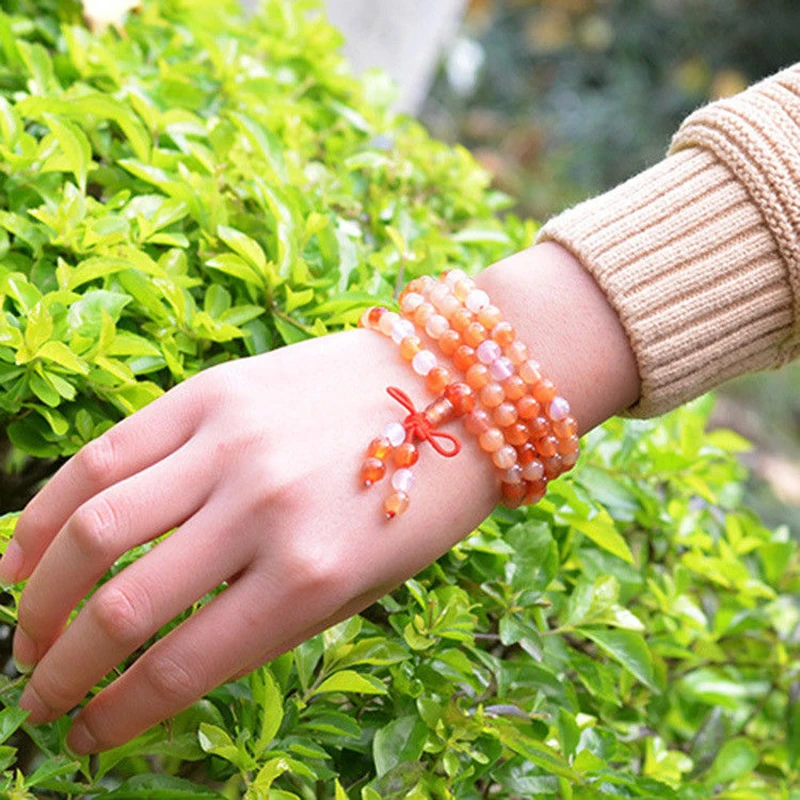 MOROW Casual 1Pcs6mm 108 Beads Bracelets Natural Colourful Agates Round Bead Stone Elasticity Bracelet Fashion Women Jewelry (4)