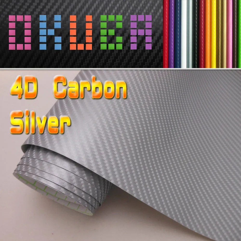 Silver 4D Carbon Fiber Vinyl Car Wrap /Size1.52m*30m/roll / Free Shipping by FEDEXcar wrap
