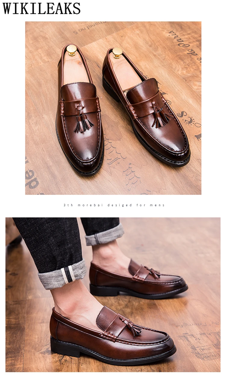 Офисная обувь; Мужская официальная итальянская брендовая мужская модельная обувь; кожаная классическая обувь; Мужская Свадебная обувь с кисточками; sepatu; слипоны; pria bona
